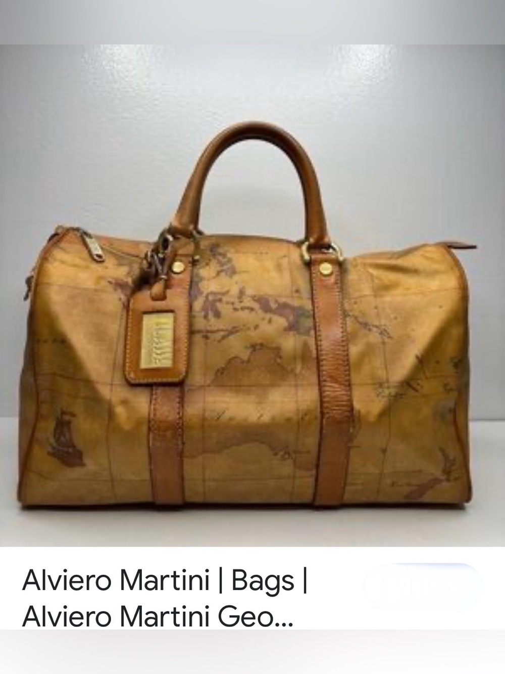 Alviero Martini Map-Print Medium Geo Duffel Bag-Tan &Brown-READ FOR CALL OUTS⬇️